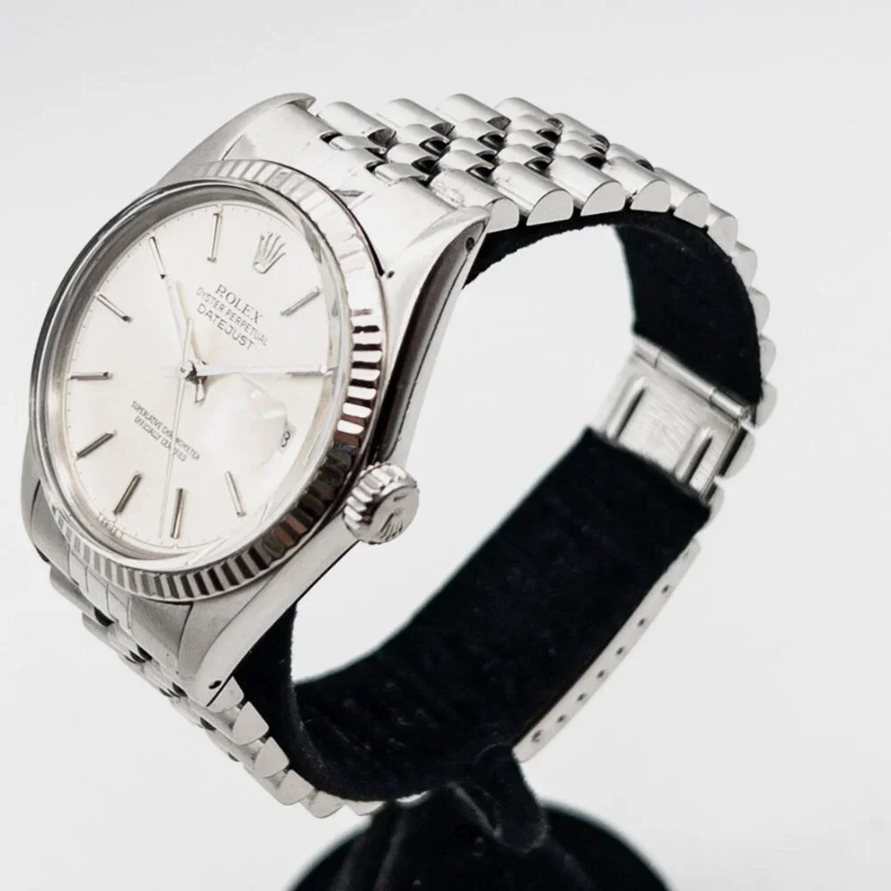 ROLEX 36mm DATEJUST SS 18k White Gold Mens Watch CARD & SERVICED